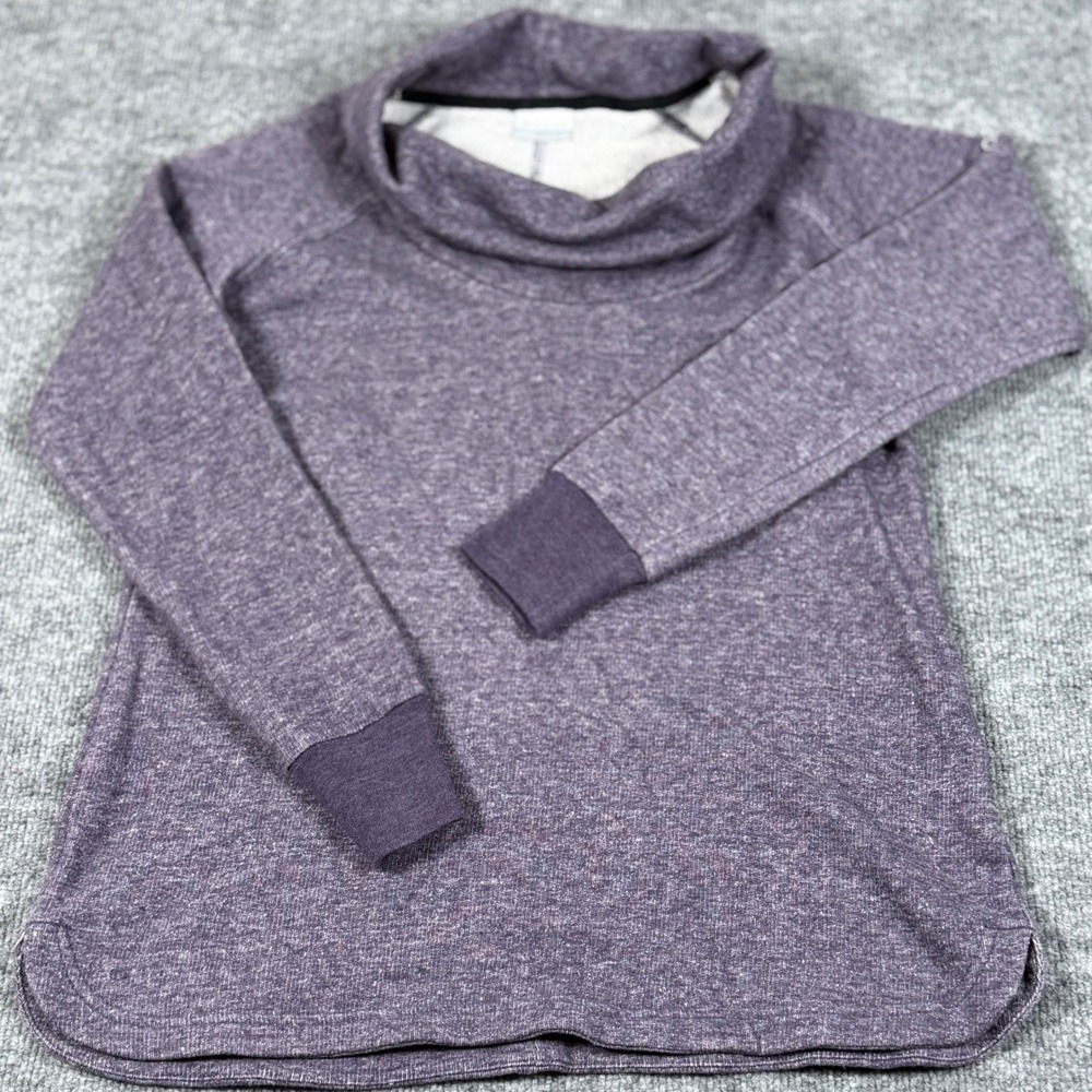 Retro Columbia Womens Medium Purple Marled Cowl Neck Long Sleeve Sweatshirt